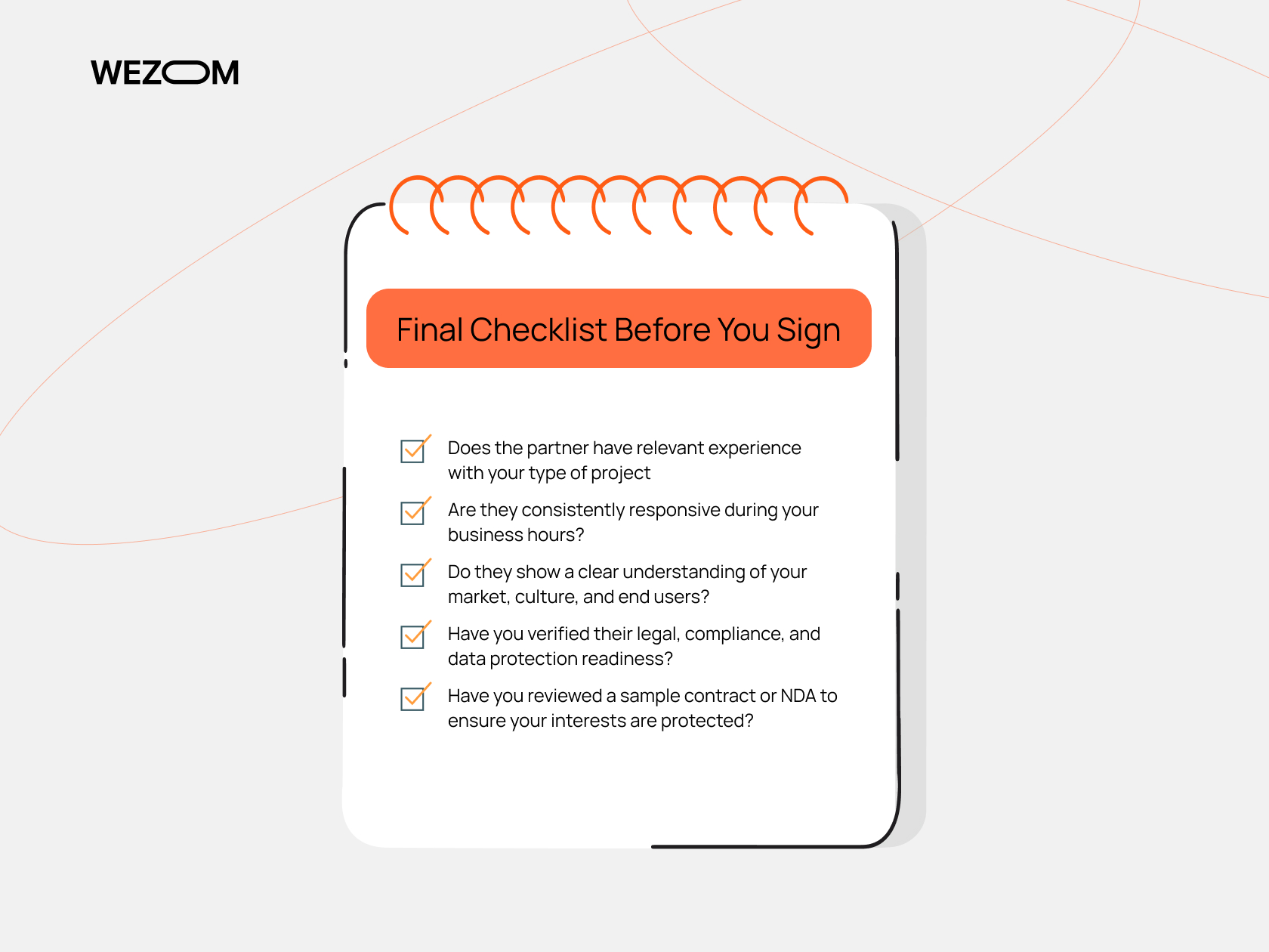 Final checklist before signing a nearshore outsourcing contract covering experience, responsiveness, compliance, and NDA review